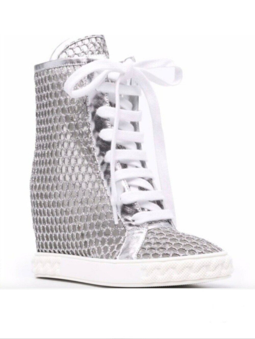 Casadei Metallic-Effect Wedge Sneakers